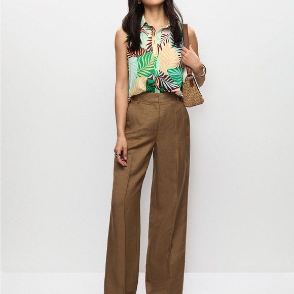 MELANIE LYNE Vibrant Sleeveless Palm Print Blouse Shirt Sz  8 - Picture 4 of 14